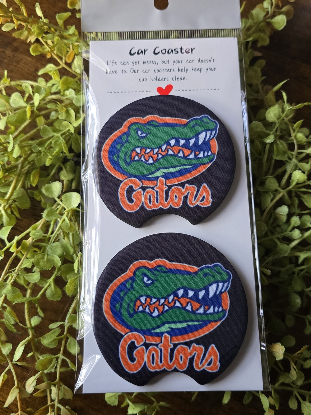 Gators Black & Green Car Coaster Set - Team Logo